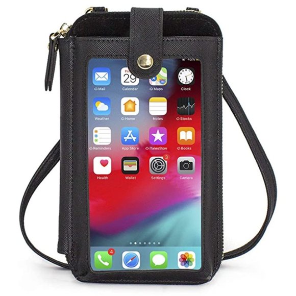Handbags - Women's Black Crossbody Cellphone Wallet Purse
